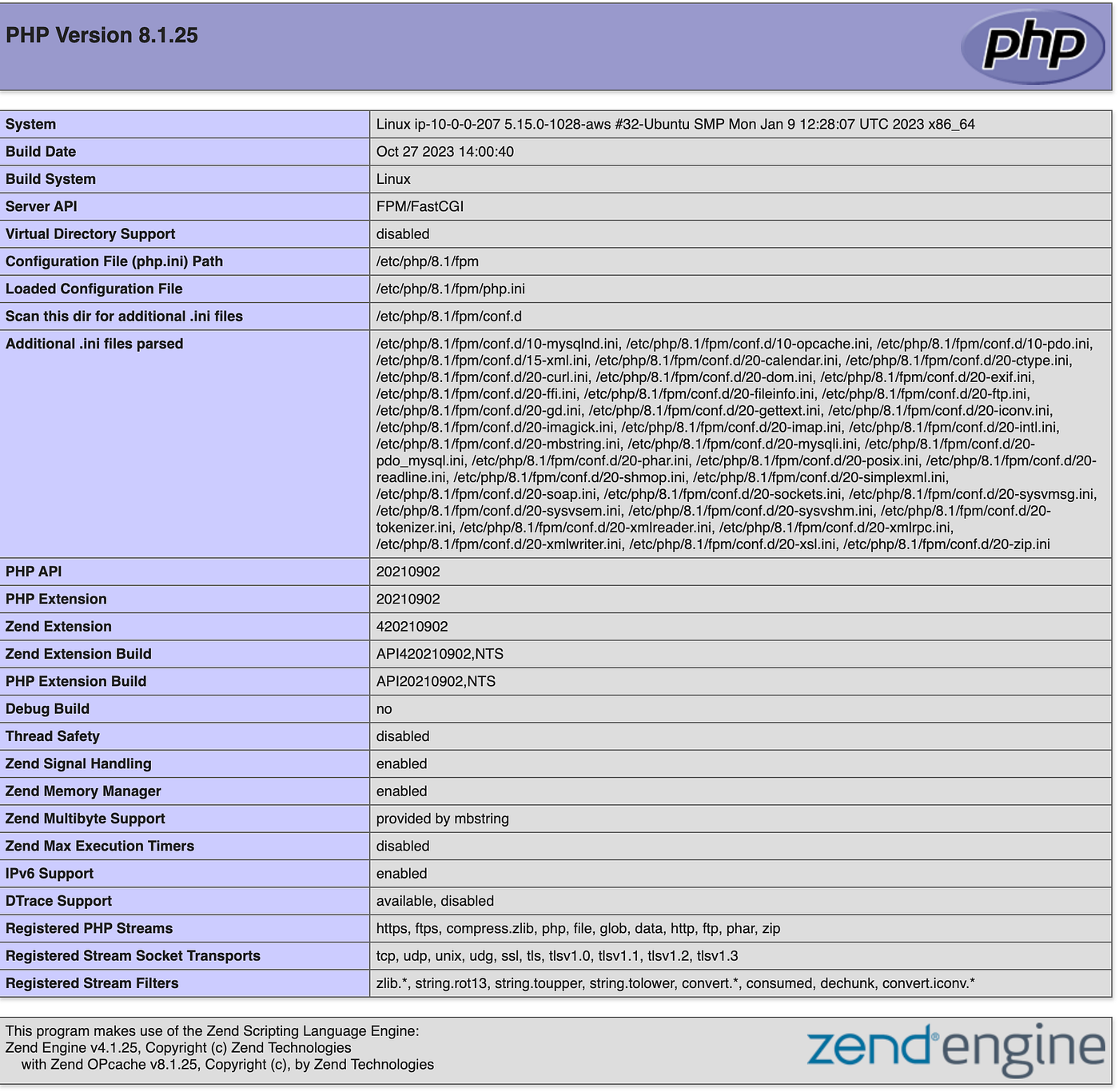 php info page